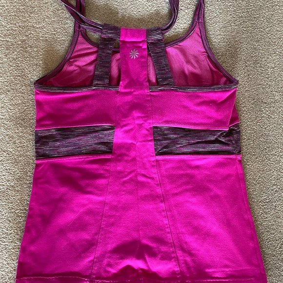 Athleta Workout Top with built in bralette - pink with colored accents - Picture 2 of 2
